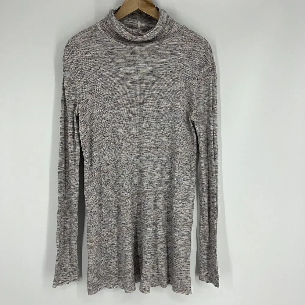 We The Free People Tunic Top Size Medium Stonecold Ribbed Split Back Turtleneck